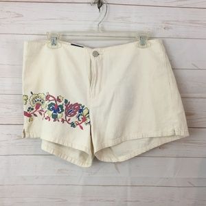 Tommy Jeans Cream Floral Print High Rise Shorts